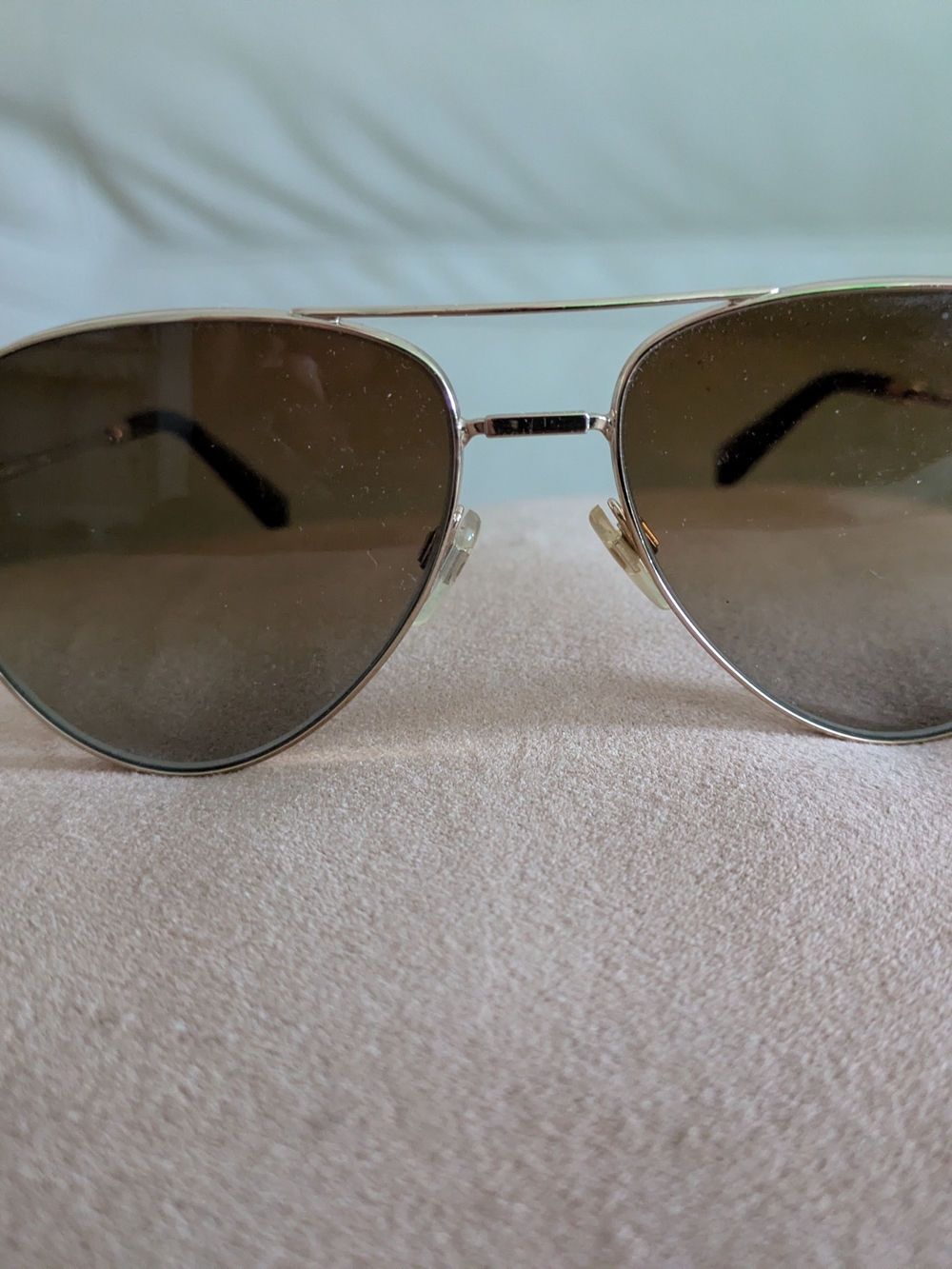 Valentino Garavani Rockstud Classic Aviator Sunglasses Brown Lenses, Gold Frame